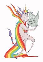 Cartoon pony reading newspaper by Laura Ellen Anderson 2020