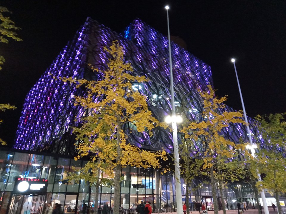 Photo of Library of Birmingham lit purple