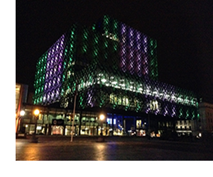 Image of library in green and white