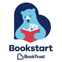 Logo for Bookstart showing two bears reading a book.