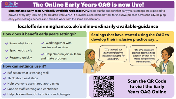 A graphic introducing and explaining the Early Years OAG